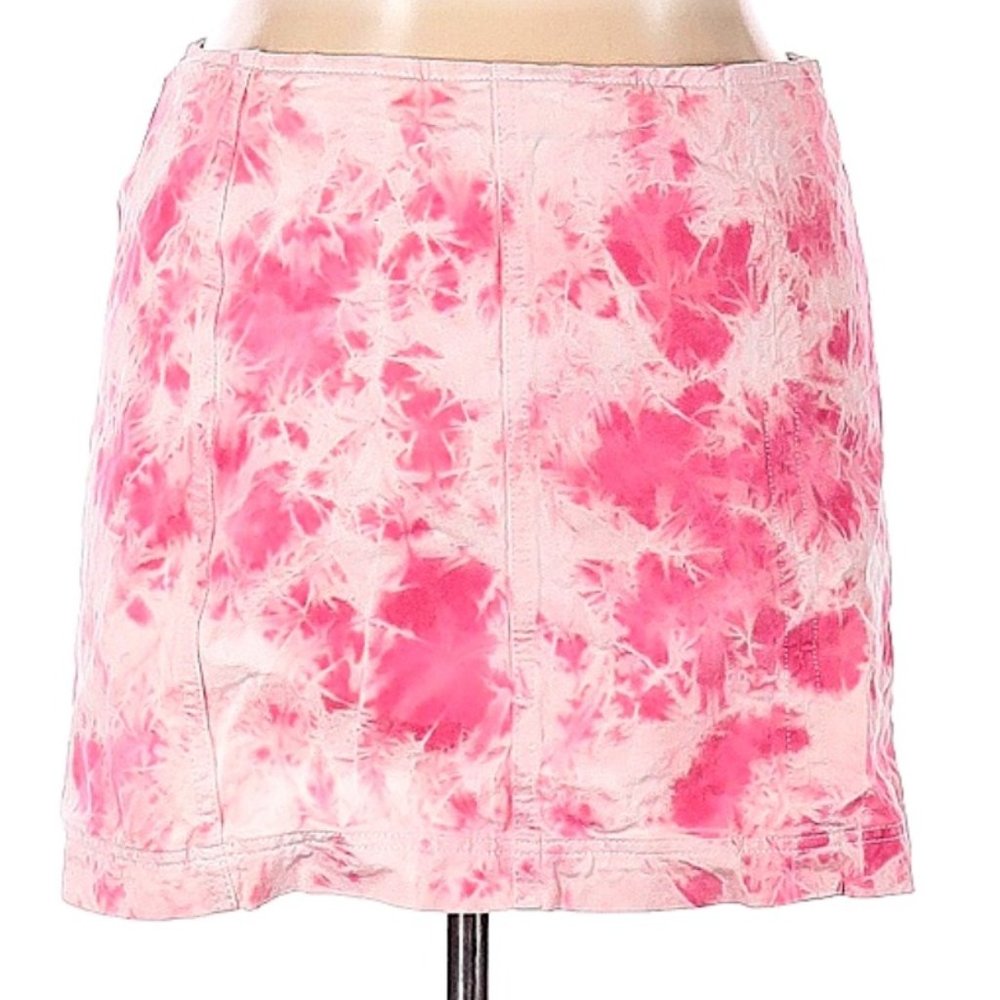 BDG denim fabric Pink tie dye mini skirt XL